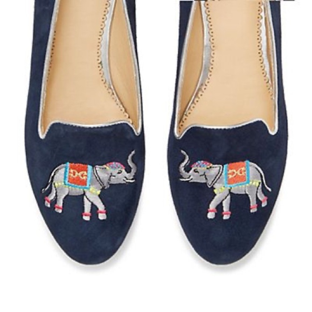C. Wonder Embroidered Elephant Suede Flats - Navy
Size 7